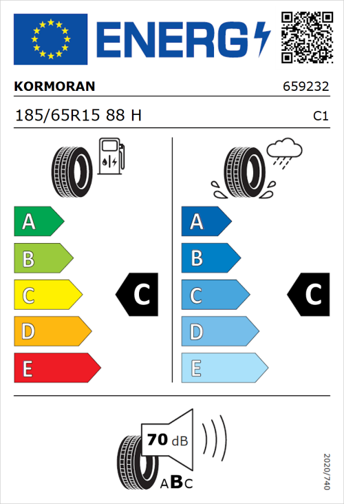 Tyre Label for Kormoran Road Performance 185/65R15 88H