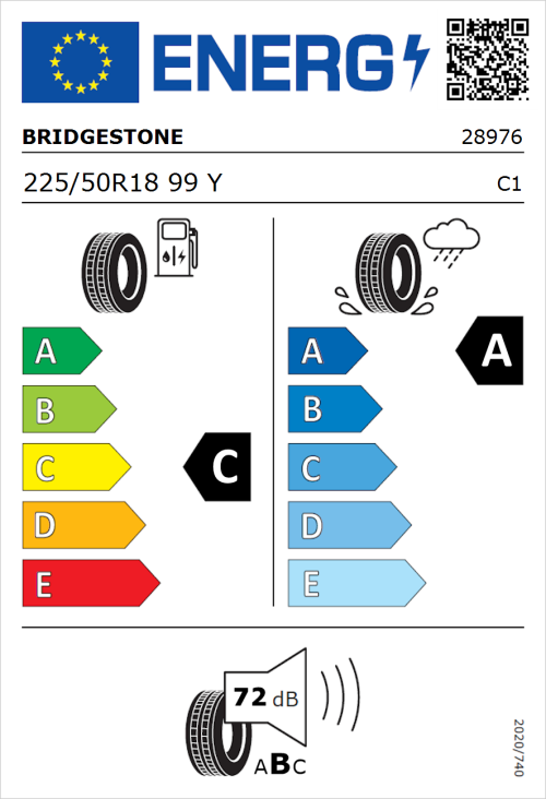 Tyre Label for Bridgestone Potenza Sport Evo 225/50R18 99Y