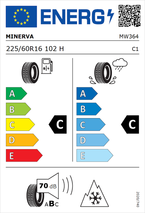 Tyre Label for Minerva Frostrack HP 225/60R16 102H